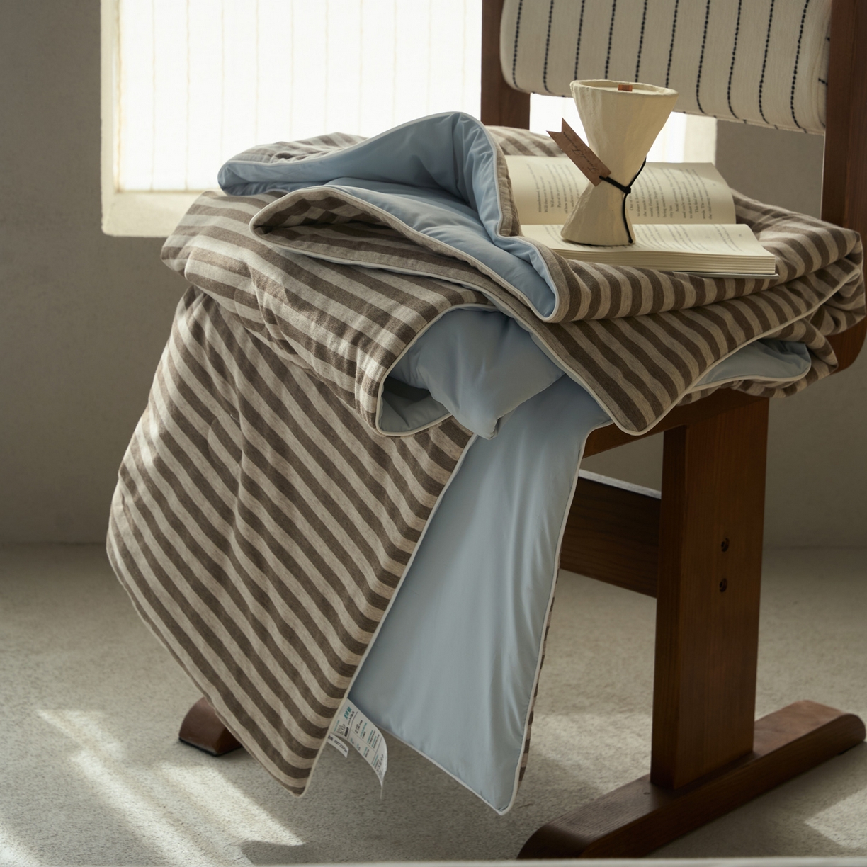 91家纺网 家纺一手货源 找家纺 华超针织 2026新款全棉针织拼锦氨凉感夏被空调被夏凉被 纯棉拼凉感 中咖