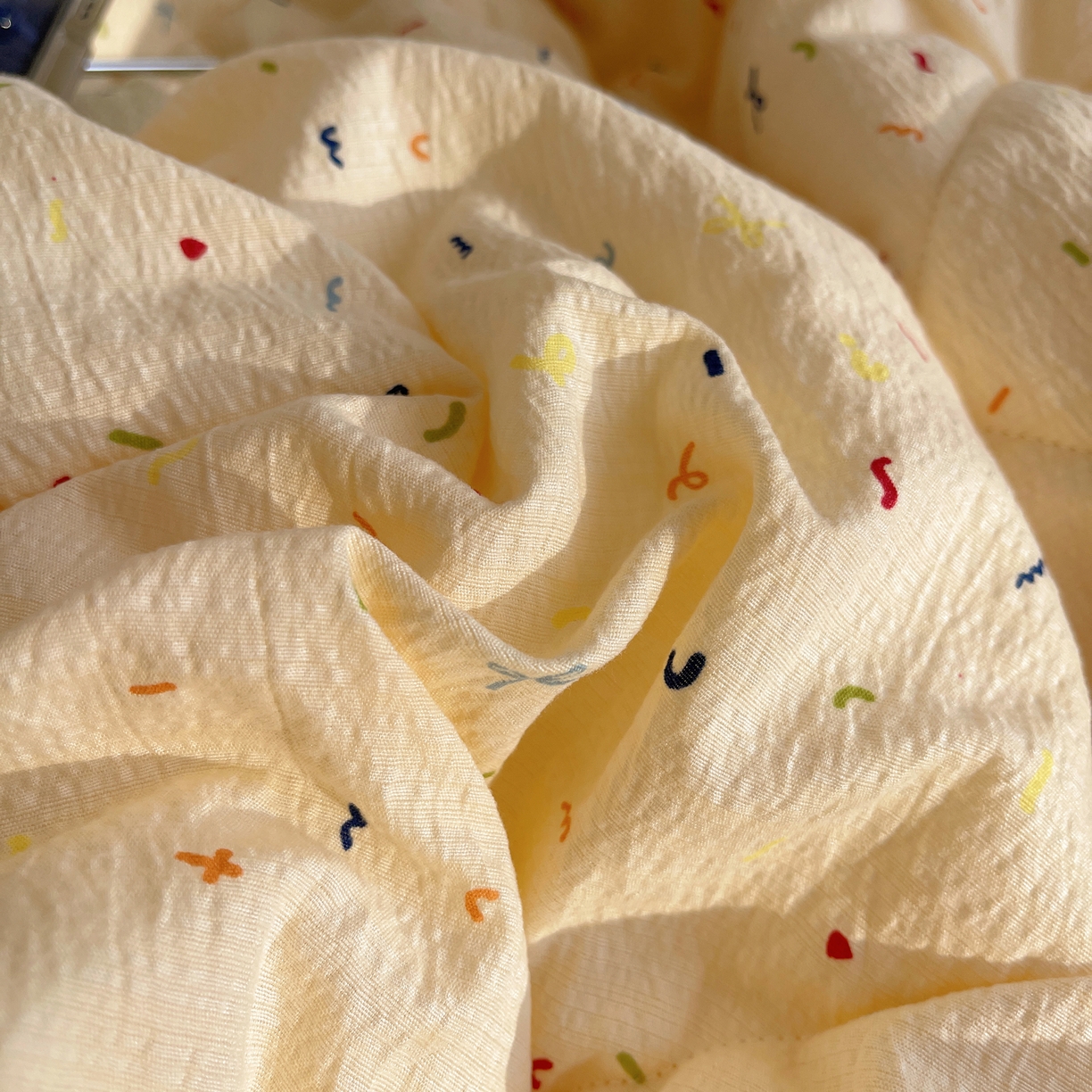 91家纺网 家纺一手货源 找家纺 梵克保罗 2026春夏新款全棉纯棉花边皱皱纱单夏被夏凉被空调被夏被四件套 元气点