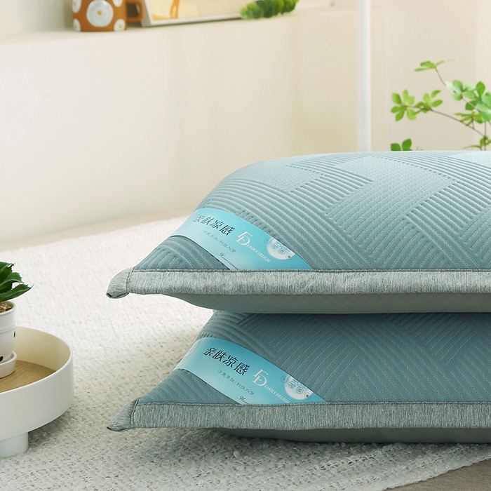 91家纺网 家纺一手货源 找家纺 小牛席业 2026新款魔力方块冷感豆豆枕套凉枕套夏天枕套冰丝枕套竹枕套藤枕套冰藤枕套 魔力方块冷感豆豆凉枕套-蓝色