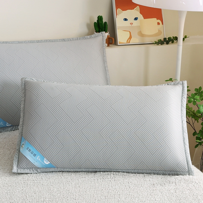 91家纺网 家纺一手货源 找家纺 小牛席业 2026新款魔力方块冷感豆豆枕套凉枕套夏天枕套冰丝枕套竹枕套藤枕套冰藤枕套 魔力方块冷感豆豆凉枕套-灰色