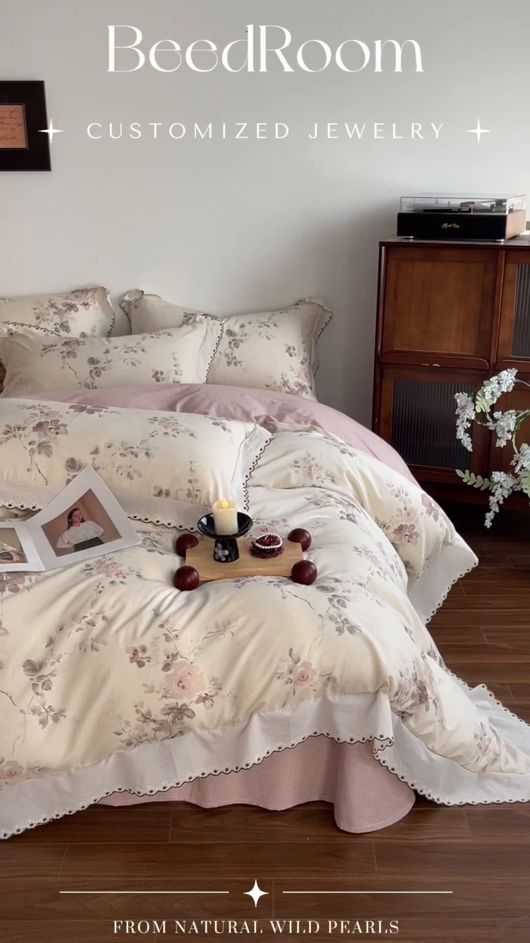 91家纺网 家纺一手货源 找家纺 慕晨 2026新款天丝莱赛尔棉麻数码印色织花边被套四件套高级田园美式直播热款 柔织