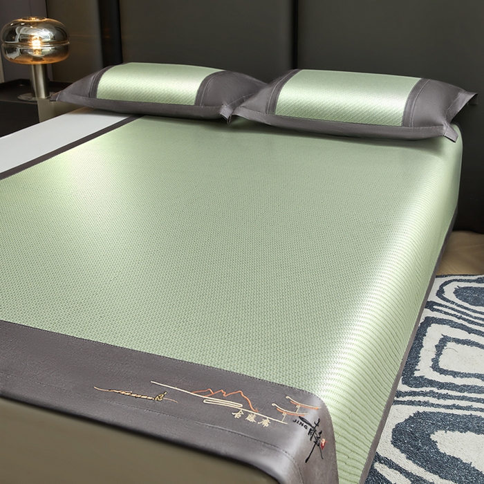 91家纺网 家纺一手货源 找家纺 （总）卡罗兰 2026新款凉席PE超冷感霸王藤席刺绣床单单件、三件套