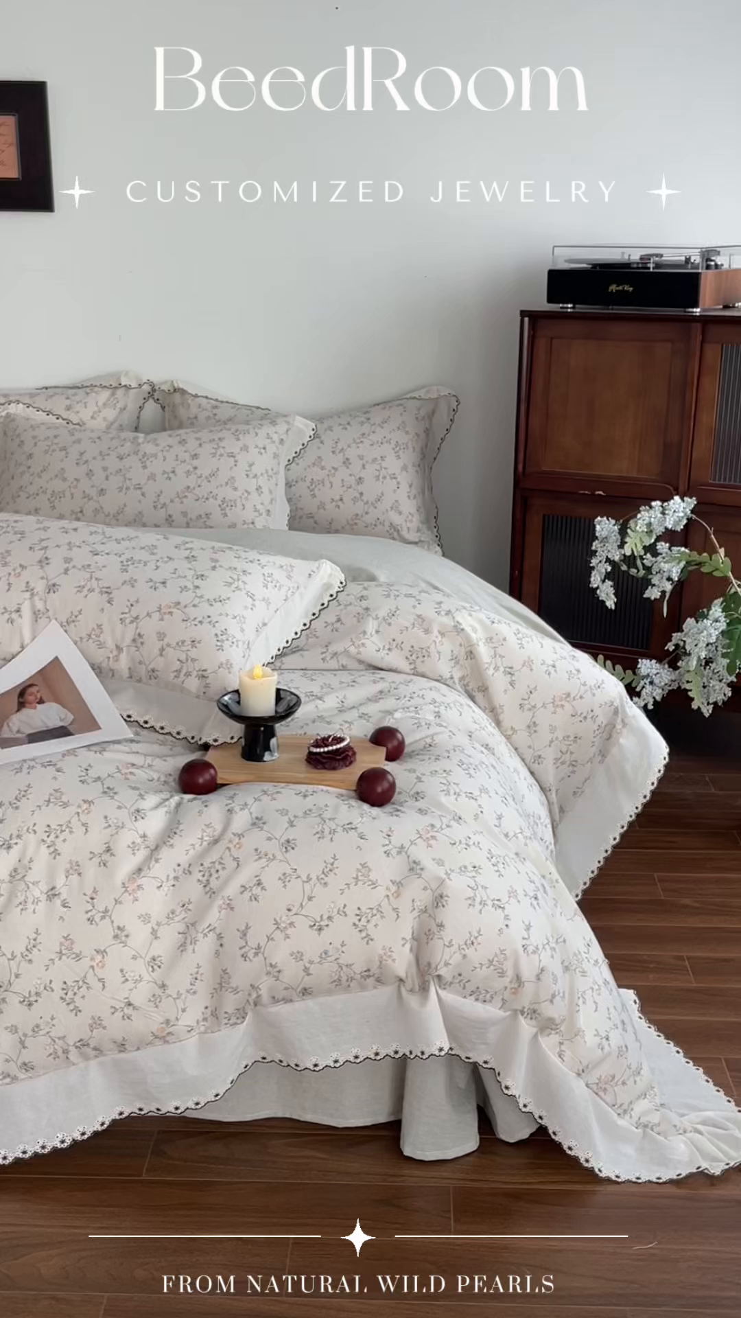 91家纺网 家纺一手货源 找家纺 慕晨 2026新款天丝莱赛尔棉麻数码印色织花边被套四件套高级田园美式直播热款 晚絮