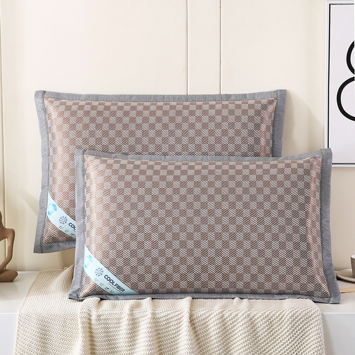 91家纺网 家纺一手货源 找家纺 小牛席业 2026新款棋盘格冰丝夏凉枕套凉席藤席冰藤席冰丝席草席竹席枕套 咖色