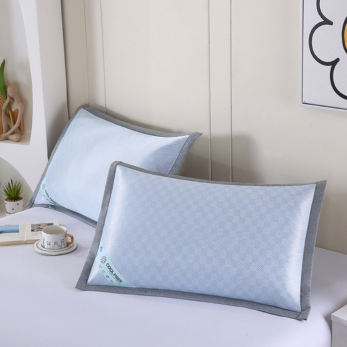 91家纺网 家纺一手货源 找家纺 小牛席业 2026新款棋盘格冰丝夏凉枕套凉席藤席冰藤席冰丝席草席竹席枕套 蓝色