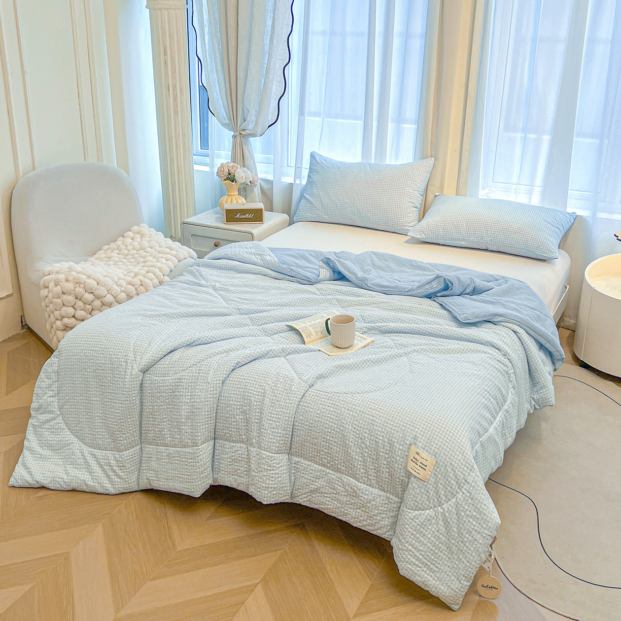 91家纺网 家纺一手货源 找家纺 （总）老帅的工厂店 2026新款无印风泡芙棉大豆夏被