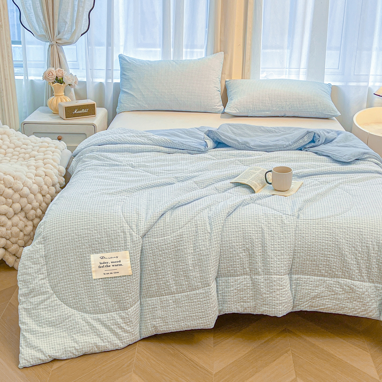 91家纺网 家纺一手货源 找家纺 （总）老帅的工厂店 2026新款无印风泡芙棉大豆夏被