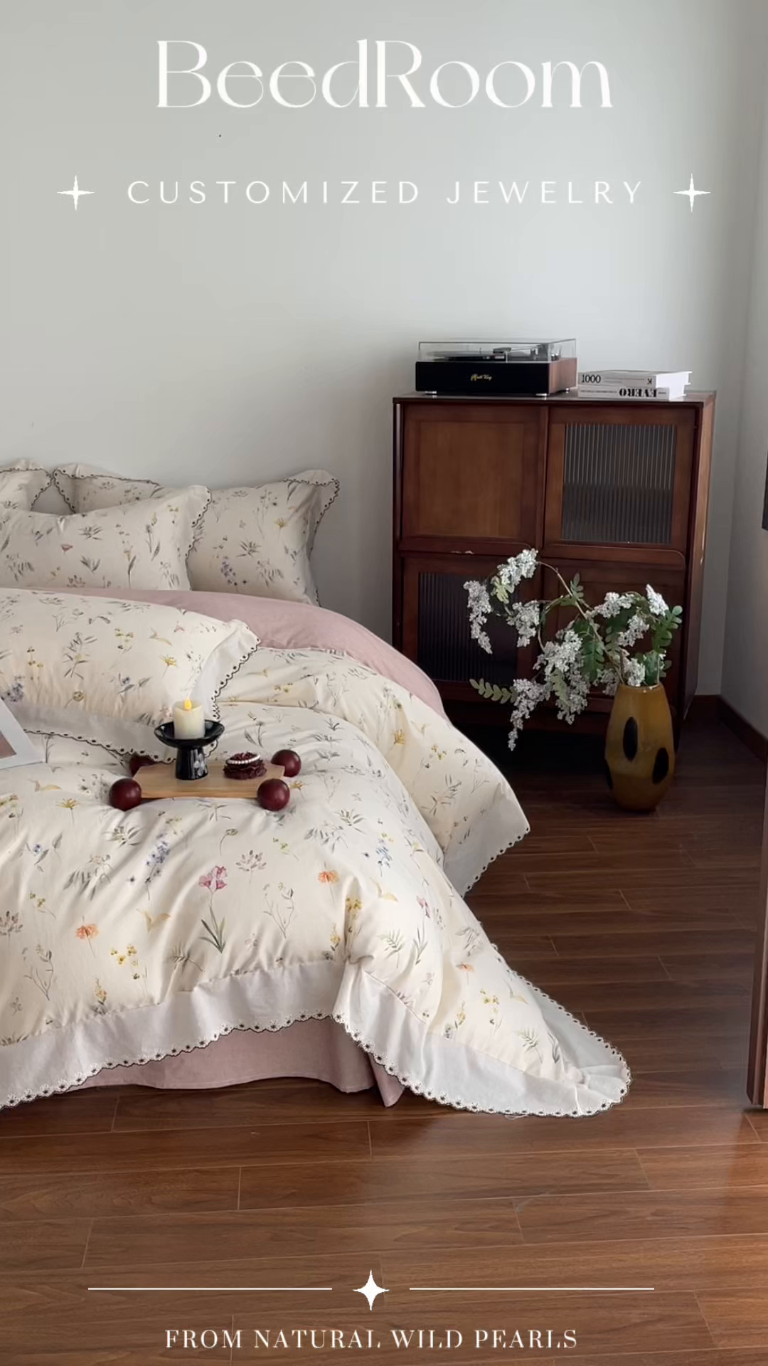 91家纺网 家纺一手货源 找家纺 慕晨 2026新款天丝莱赛尔棉麻数码印色织花边被套四件套高级田园美式直播热款 云芍