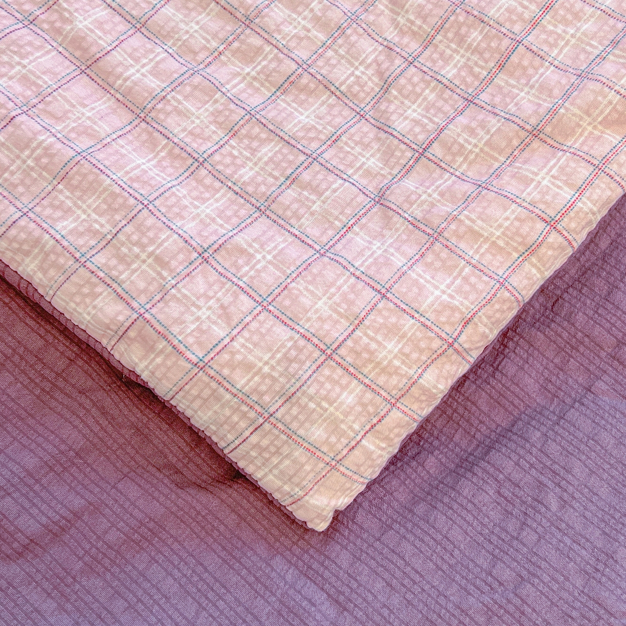 91家纺网 家纺一手货源 找家纺 老帅的工厂店 2026新款无印风泡芙棉大豆夏被 芋泥小格