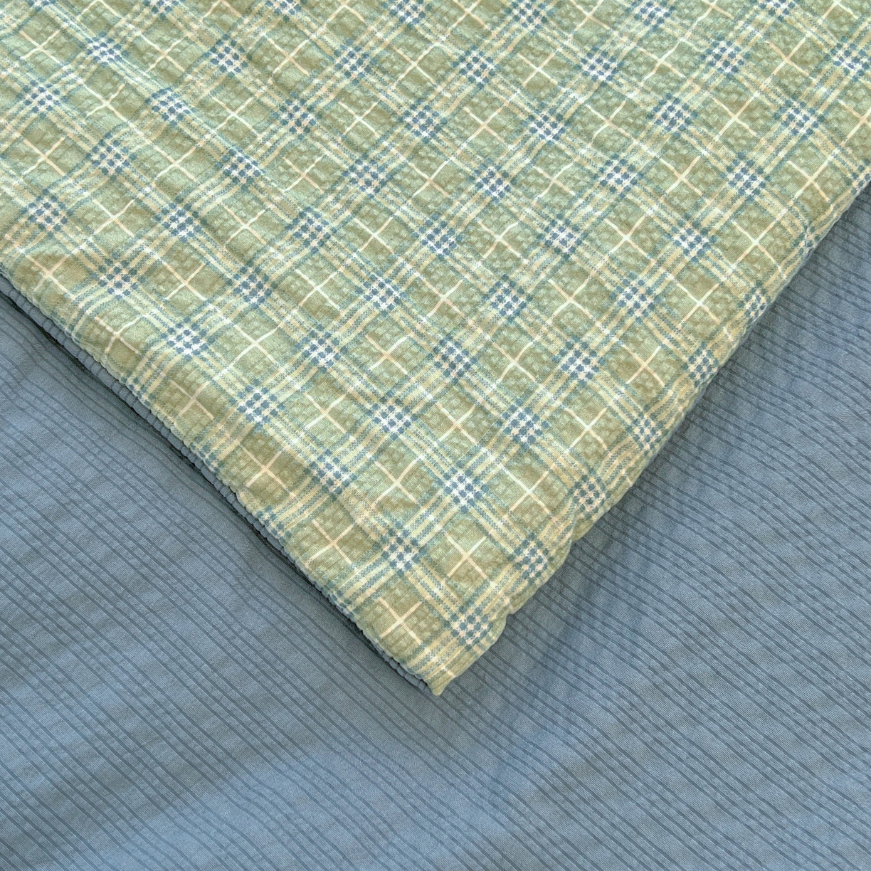 91家纺网 家纺一手货源 找家纺 老帅的工厂店 2026新款无印风泡芙棉大豆夏被 青柠气泡