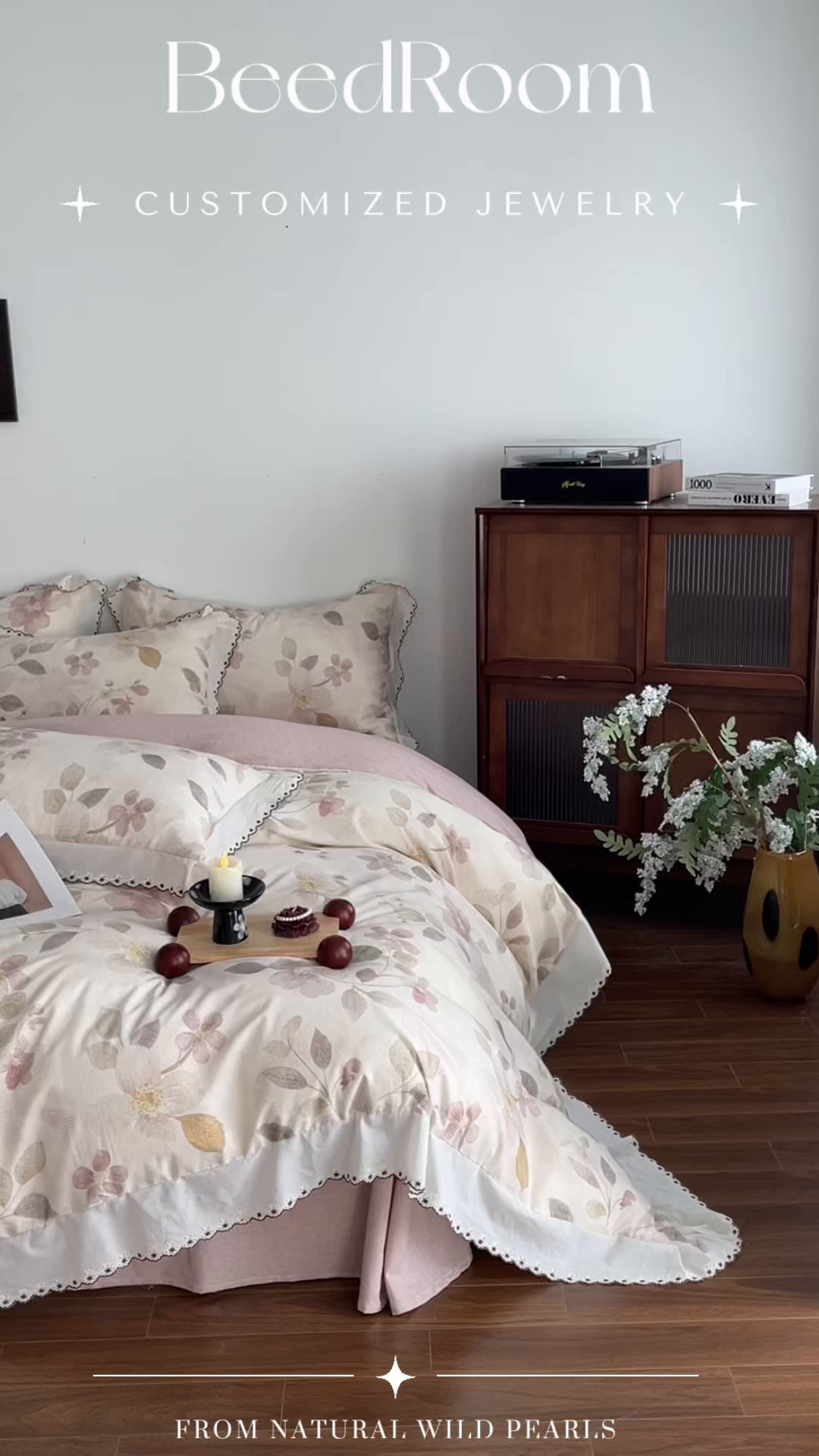 91家纺网 家纺一手货源 找家纺 慕晨 2026新款天丝莱赛尔棉麻数码印色织花边被套四件套高级田园美式直播热款 紫慕