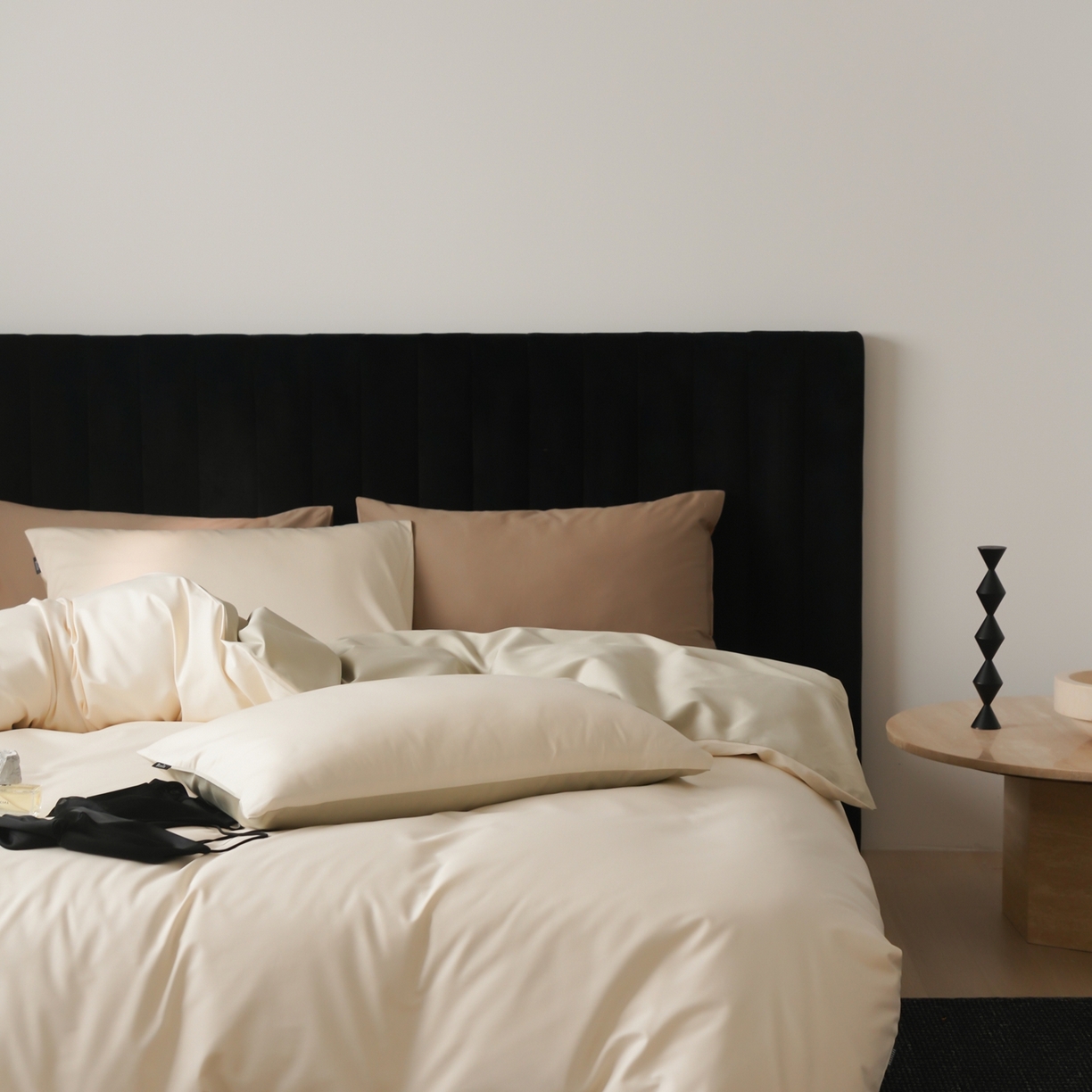 91家纺网 家纺一手货源 找家纺 玉宇阁家居 2026春夏新款50S双股全棉纯棉贡缎拼色四件套 白日山茶