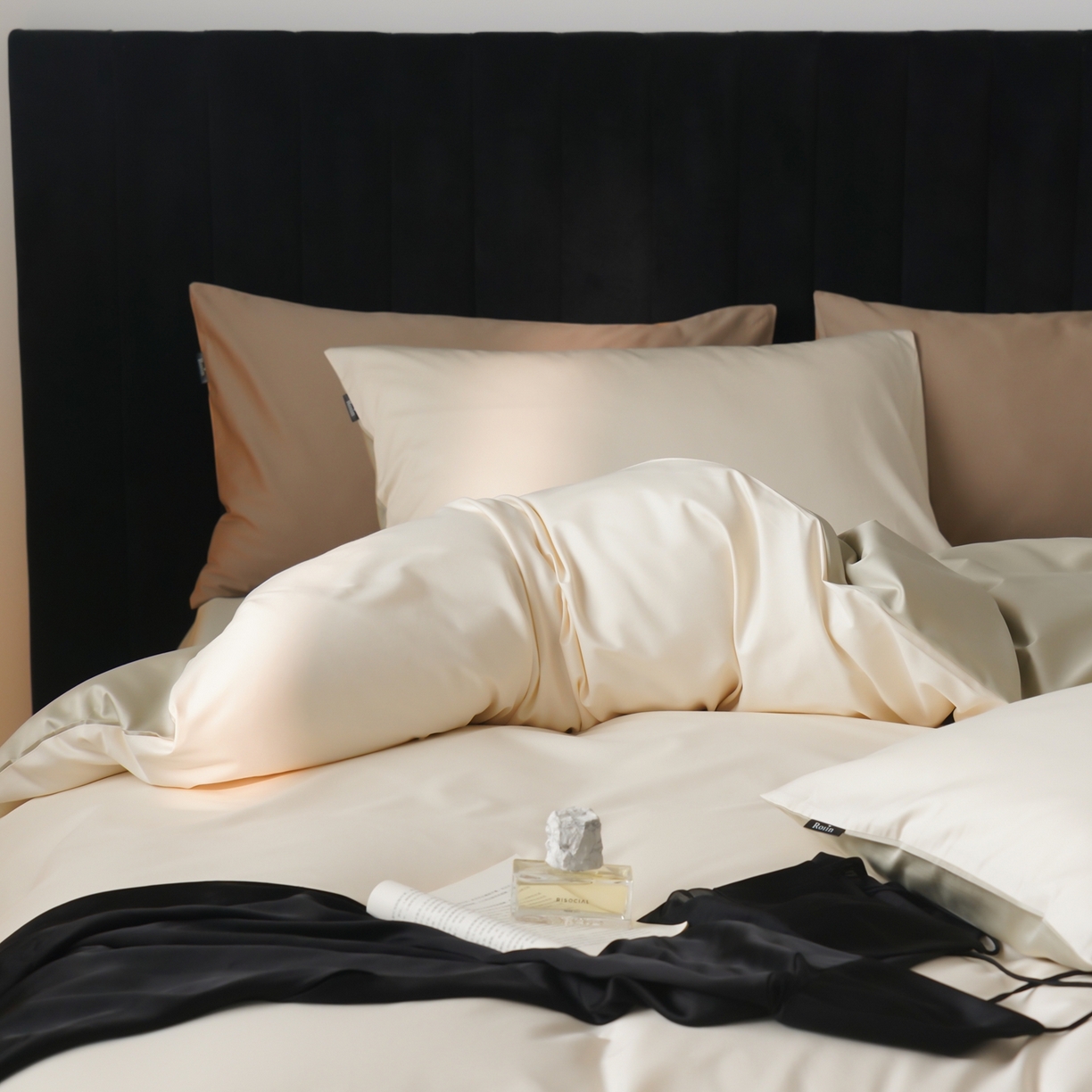 91家纺网 家纺一手货源 找家纺 玉宇阁家居 2026春夏新款50S双股全棉纯棉贡缎拼色四件套 白日山茶