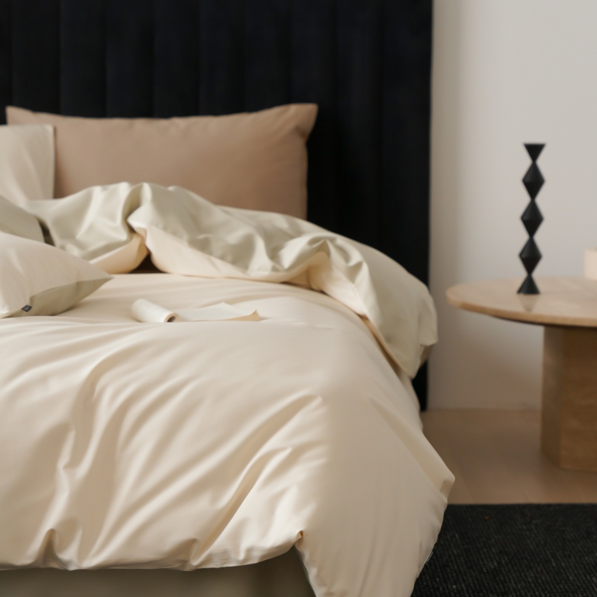 91家纺网 家纺一手货源 找家纺 玉宇阁家居 2026春夏新款50S双股全棉纯棉贡缎拼色四件套 白日山茶