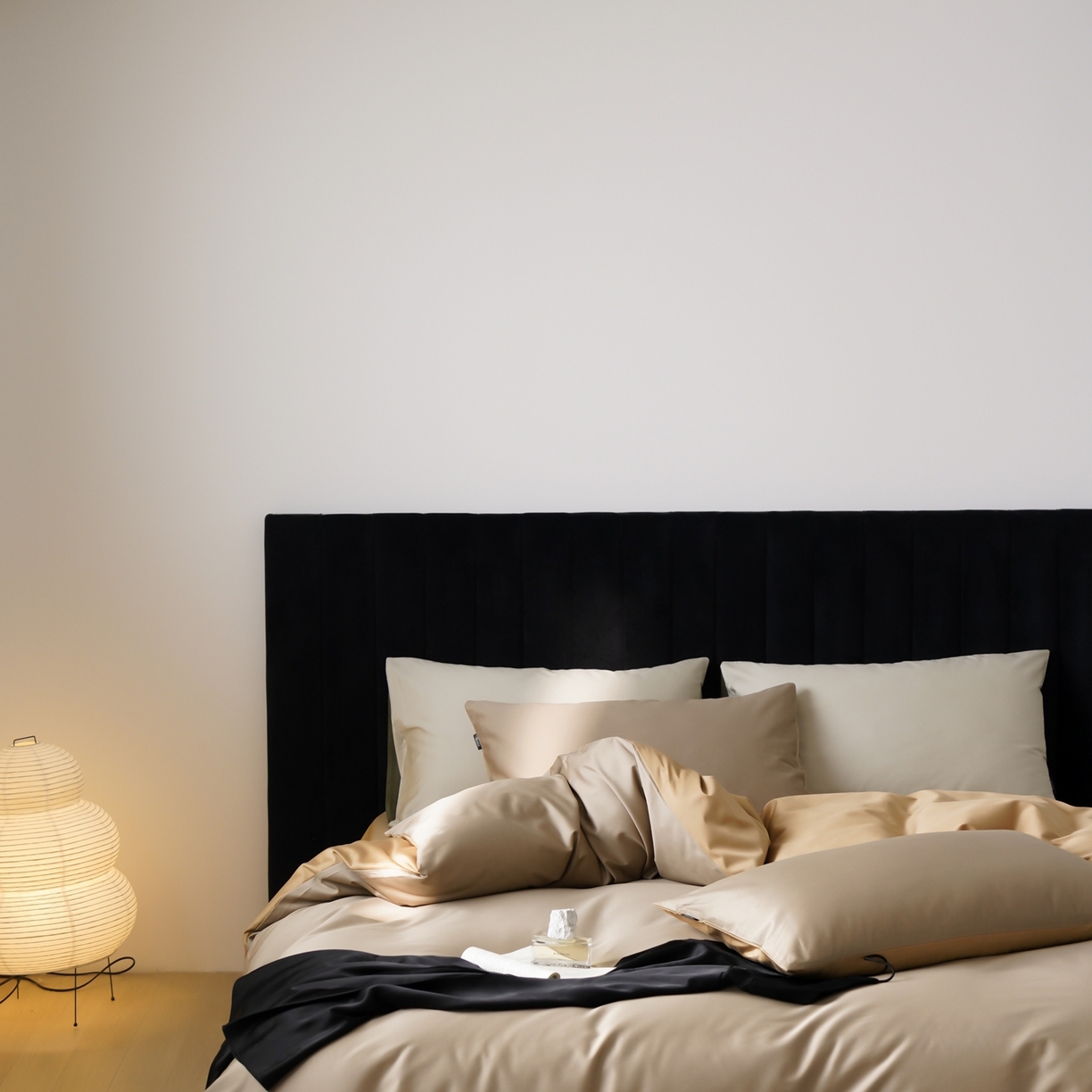 91家纺网 家纺一手货源 找家纺 玉宇阁家居 2026春夏新款50S双股全棉纯棉贡缎拼色四件套 春曦暖茶