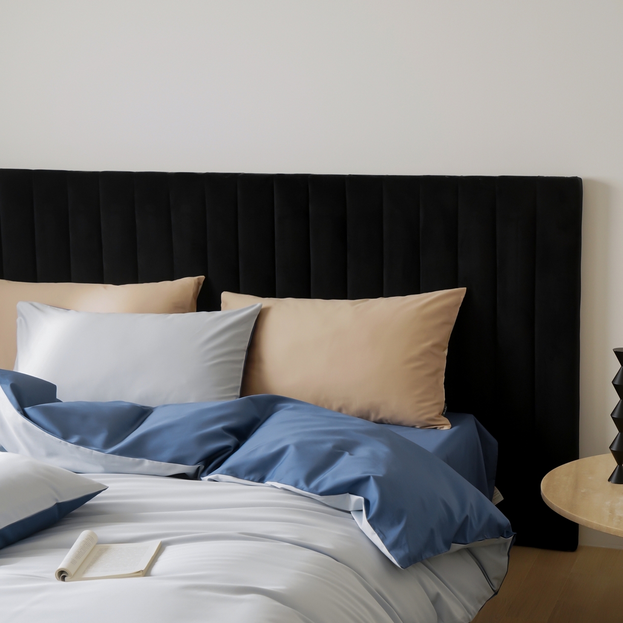 91家纺网 家纺一手货源 找家纺 玉宇阁家居 2026春夏新款50S双股全棉纯棉贡缎拼色四件套 锡兰星海