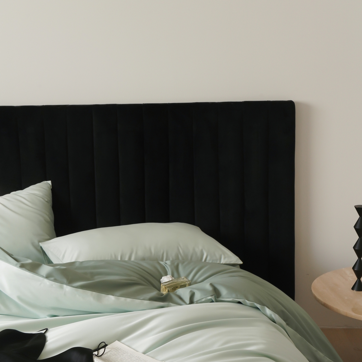 91家纺网 家纺一手货源 找家纺 玉宇阁家居 2026春夏新款50S双股全棉纯棉贡缎拼色四件套 奶酪薄荷