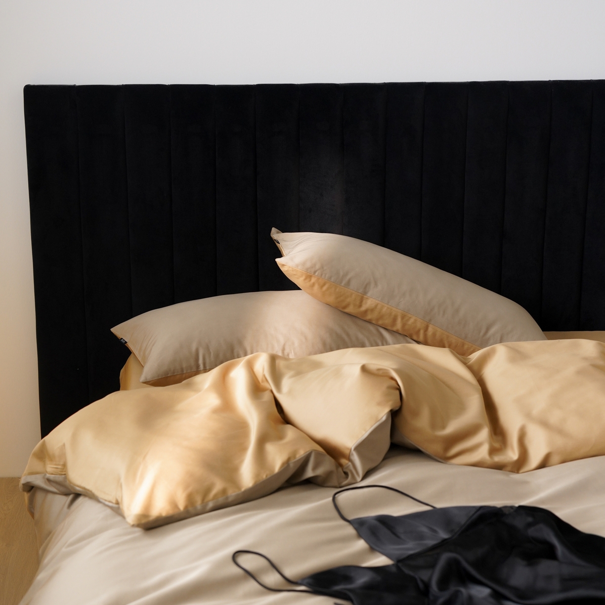 91家纺网 家纺一手货源 找家纺 玉宇阁家居 2026春夏新款50S双股全棉纯棉贡缎拼色四件套 春曦暖茶