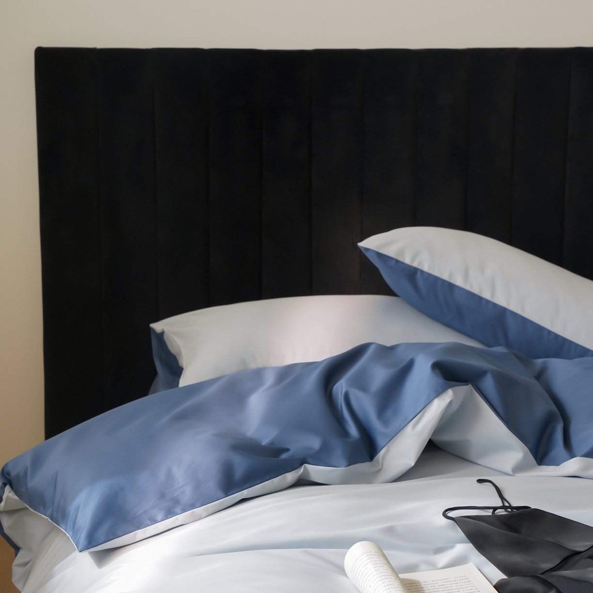 91家纺网 家纺一手货源 找家纺 玉宇阁家居 2026春夏新款50S双股全棉纯棉贡缎拼色四件套 锡兰星海