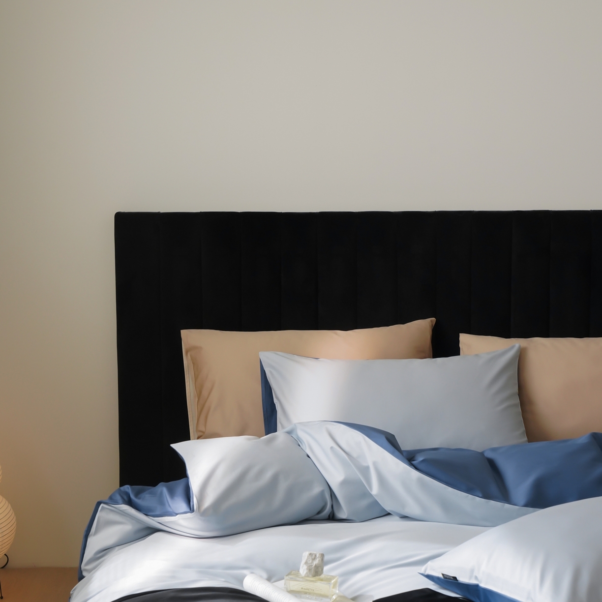 91家纺网 家纺一手货源 找家纺 玉宇阁家居 2026春夏新款50S双股全棉纯棉贡缎拼色四件套 锡兰星海