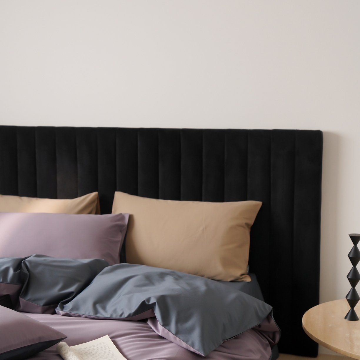 91家纺网 家纺一手货源 找家纺 玉宇阁家居 2026春夏新款50S双股全棉纯棉贡缎拼色四件套 暗夜星河