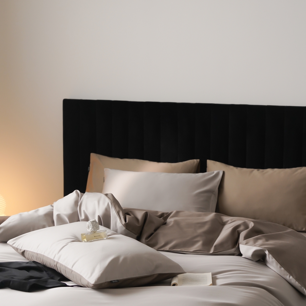 91家纺网 家纺一手货源 找家纺 玉宇阁家居 2026春夏新款50S双股全棉纯棉贡缎拼色四件套 春和日棕