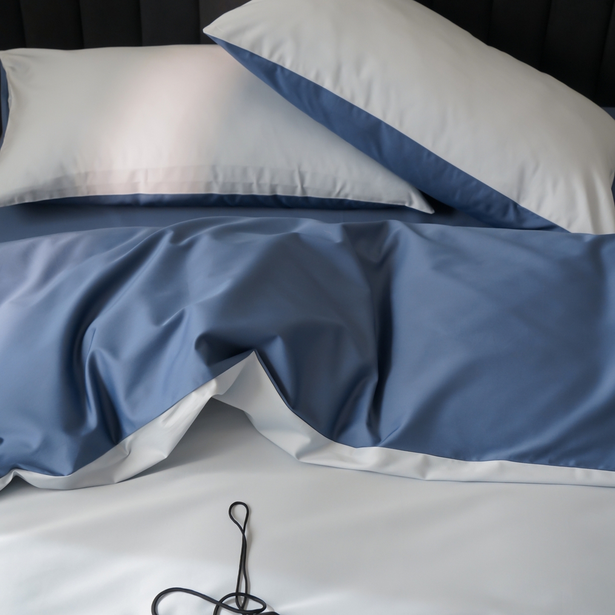 91家纺网 家纺一手货源 找家纺 玉宇阁家居 2026春夏新款50S双股全棉纯棉贡缎拼色四件套 锡兰星海