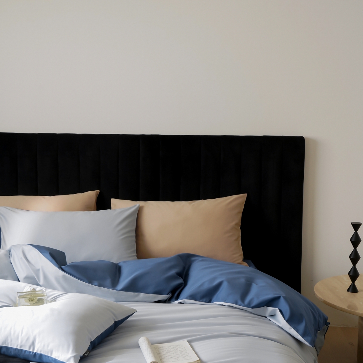 91家纺网 家纺一手货源 找家纺 玉宇阁家居 2026春夏新款50S双股全棉纯棉贡缎拼色四件套 锡兰星海