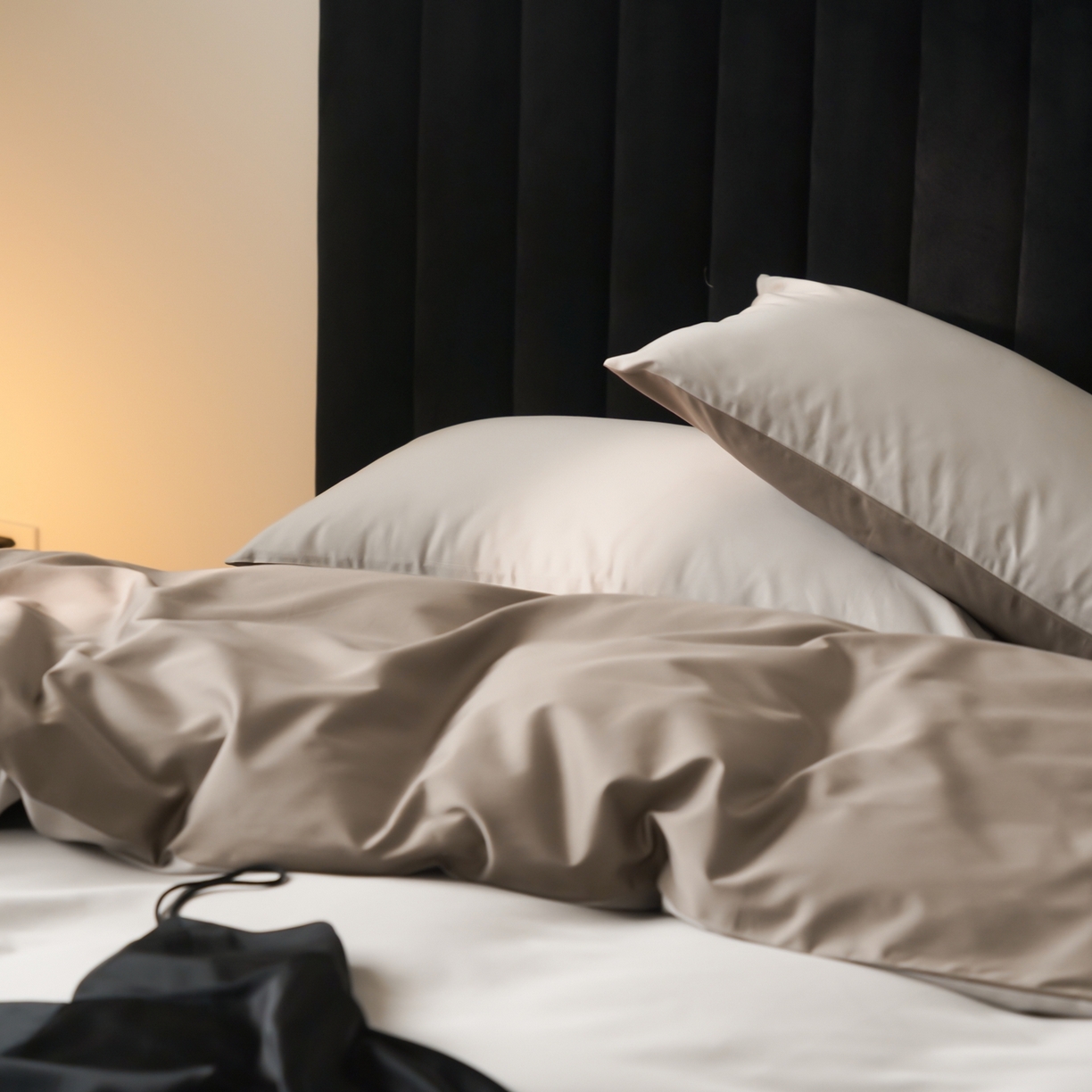 91家纺网 家纺一手货源 找家纺 玉宇阁家居 2026春夏新款50S双股全棉纯棉贡缎拼色四件套 春和日棕