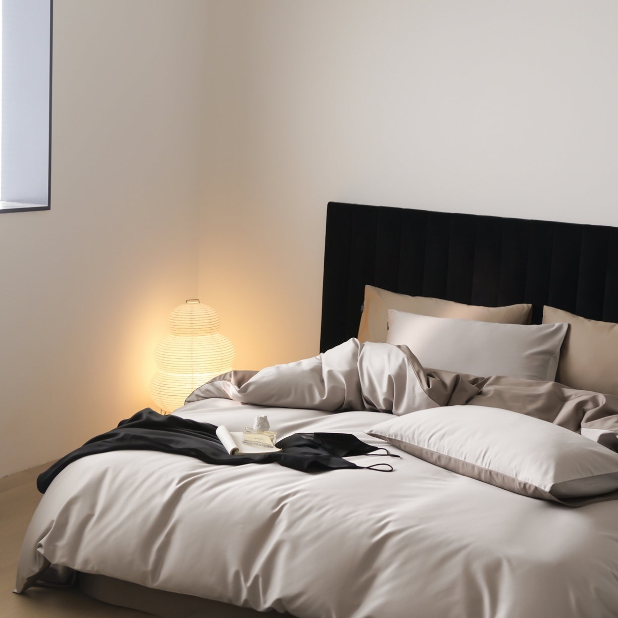 91家纺网 家纺一手货源 找家纺 玉宇阁家居 2026春夏新款50S双股全棉纯棉贡缎拼色四件套 春和日棕