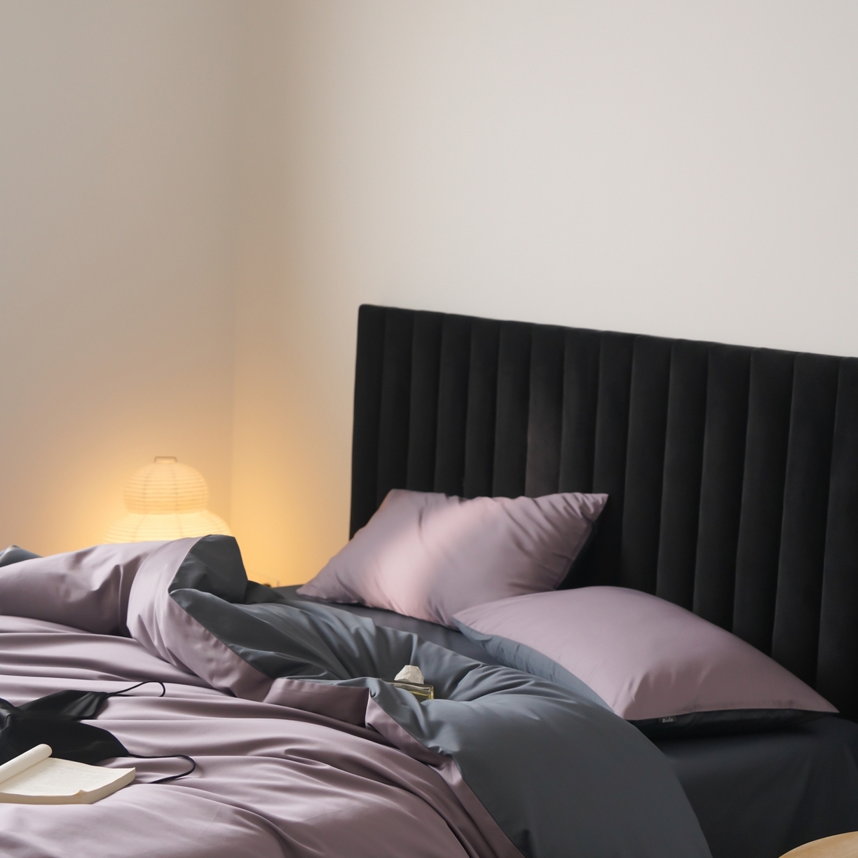 91家纺网 家纺一手货源 找家纺 玉宇阁家居 2026春夏新款50S双股全棉纯棉贡缎拼色四件套 暗夜星河