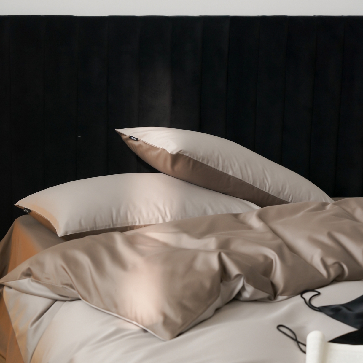 91家纺网 家纺一手货源 找家纺 玉宇阁家居 2026春夏新款50S双股全棉纯棉贡缎拼色四件套 春和日棕