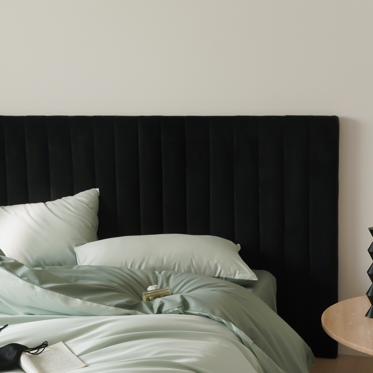 91家纺网 家纺一手货源 找家纺 玉宇阁家居 2026春夏新款50S双股全棉纯棉贡缎拼色四件套 奶酪薄荷