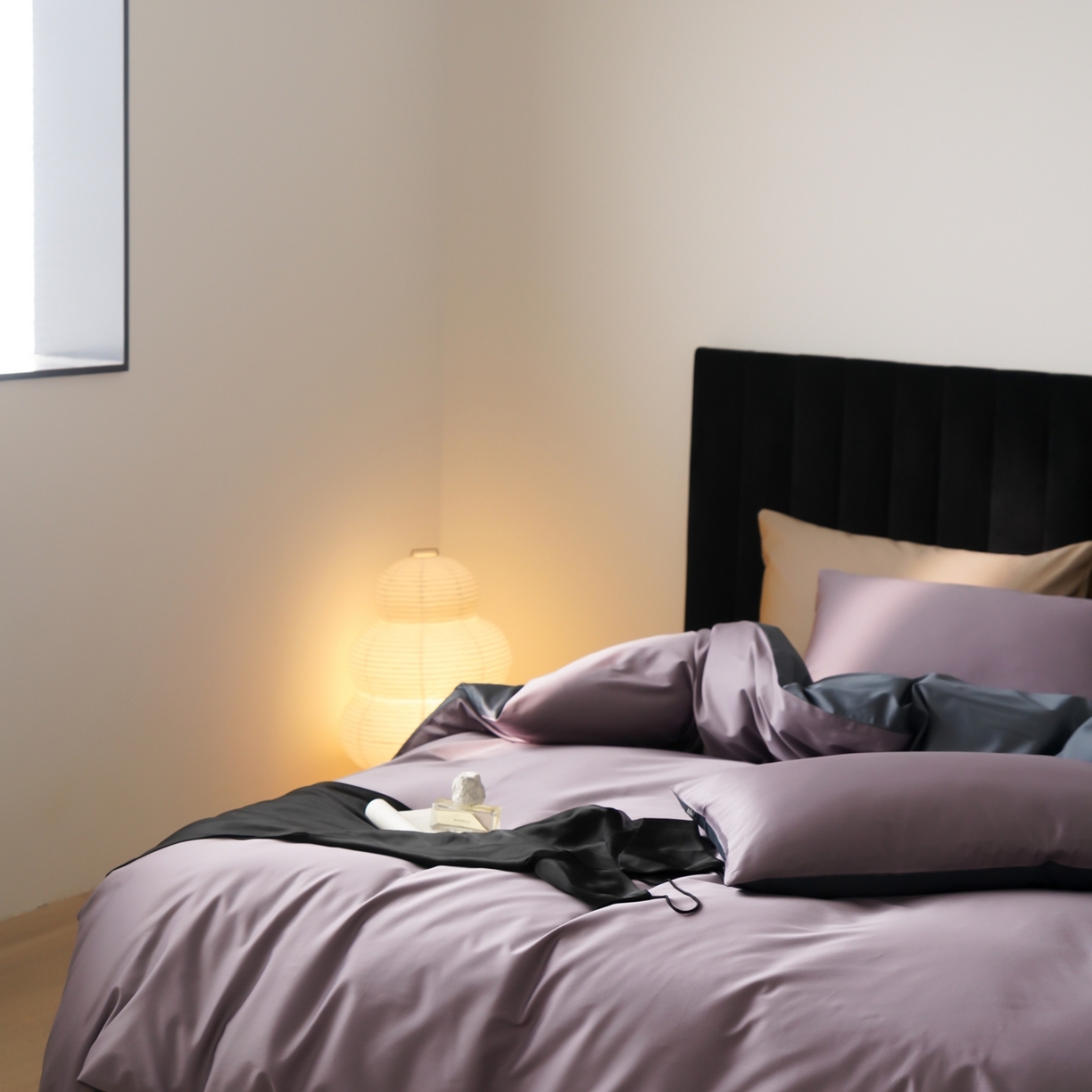 91家纺网 家纺一手货源 找家纺 玉宇阁家居 2026春夏新款50S双股全棉纯棉贡缎拼色四件套 暗夜星河