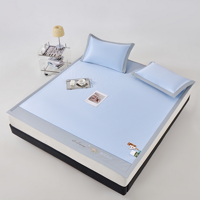 91家纺网 家纺一手货源 找家纺 小牛席业 2026新款双PE高凉感-薄荷清凉冰丝席凉席藤席竹席草席凉感席 蓝色