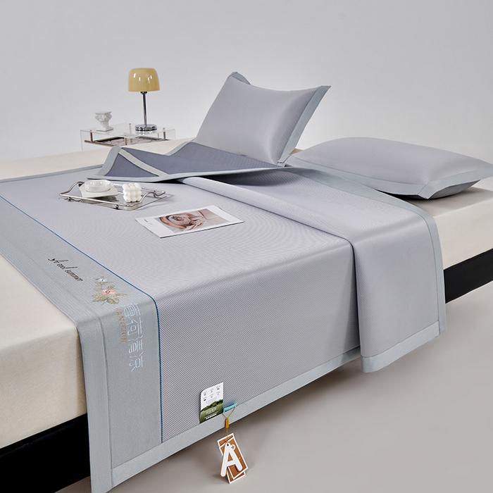 91家纺网 家纺一手货源 找家纺 小牛席业 2026新款双PE高凉感-薄荷清凉冰丝席凉席藤席竹席草席凉感席 灰色