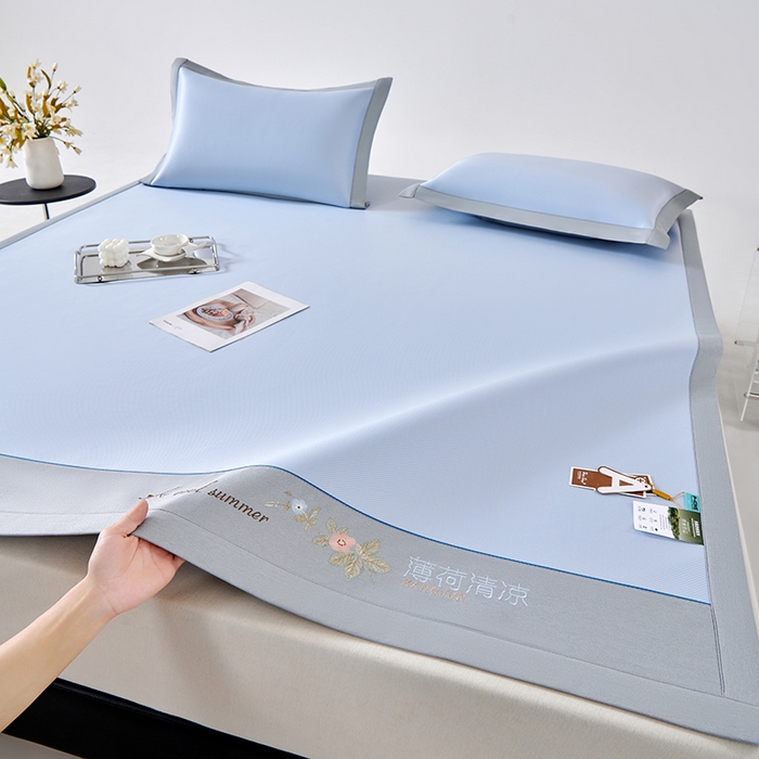 小牛席业 2026新款双PE高凉感-薄荷清凉冰丝席凉席藤席竹席草席凉感席 蓝色