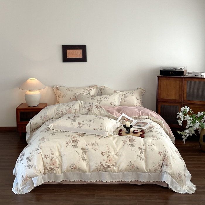 91家纺网 家纺一手货源 找家纺 （总）慕晨 2026新款50支澳棉全棉纯棉贡缎婚庆绣花贴布绣四件套热款