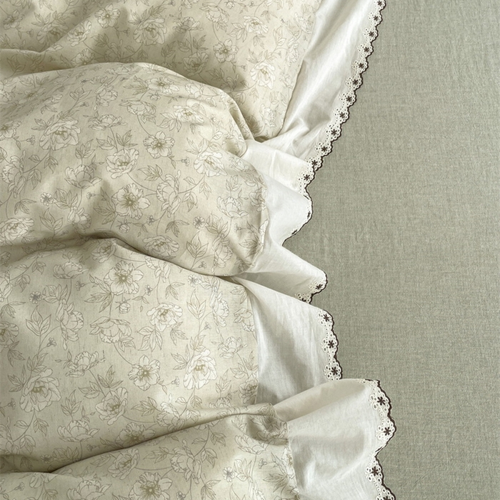 91家纺网 家纺一手货源 找家纺 慕晨 2026新款天丝莱赛尔棉麻数码印色织花边被套四件套高级田园美式直播热款 归宁