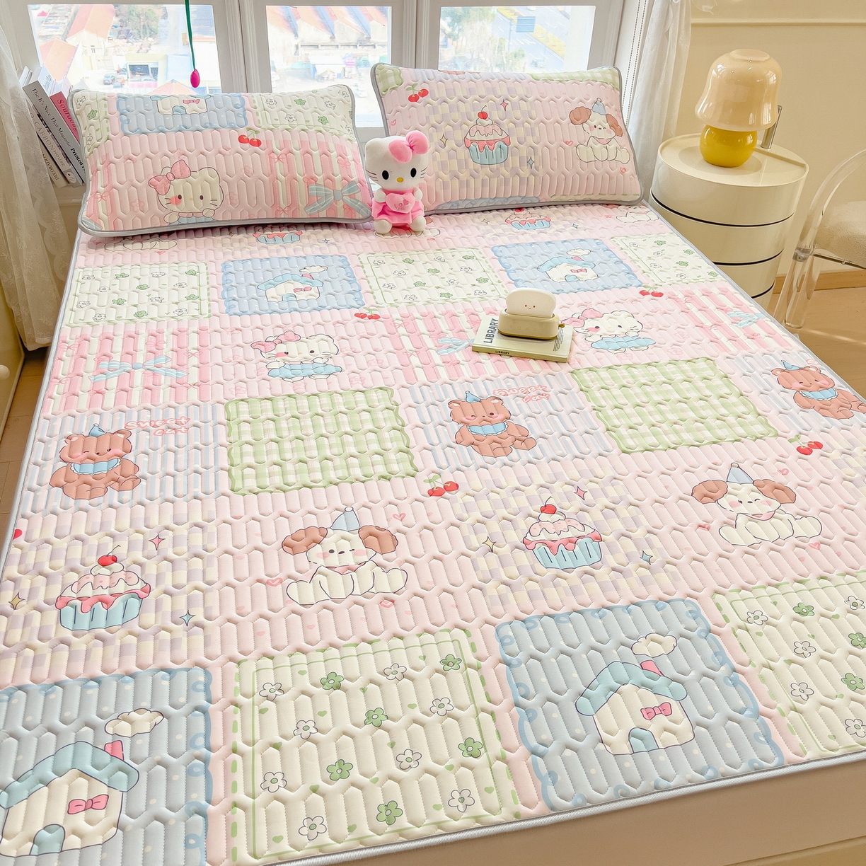 91家纺网 家纺一手货源 找家纺 （总）丝羽坊 2026新款高密凉感丝印花乳胶凉席-平铺款