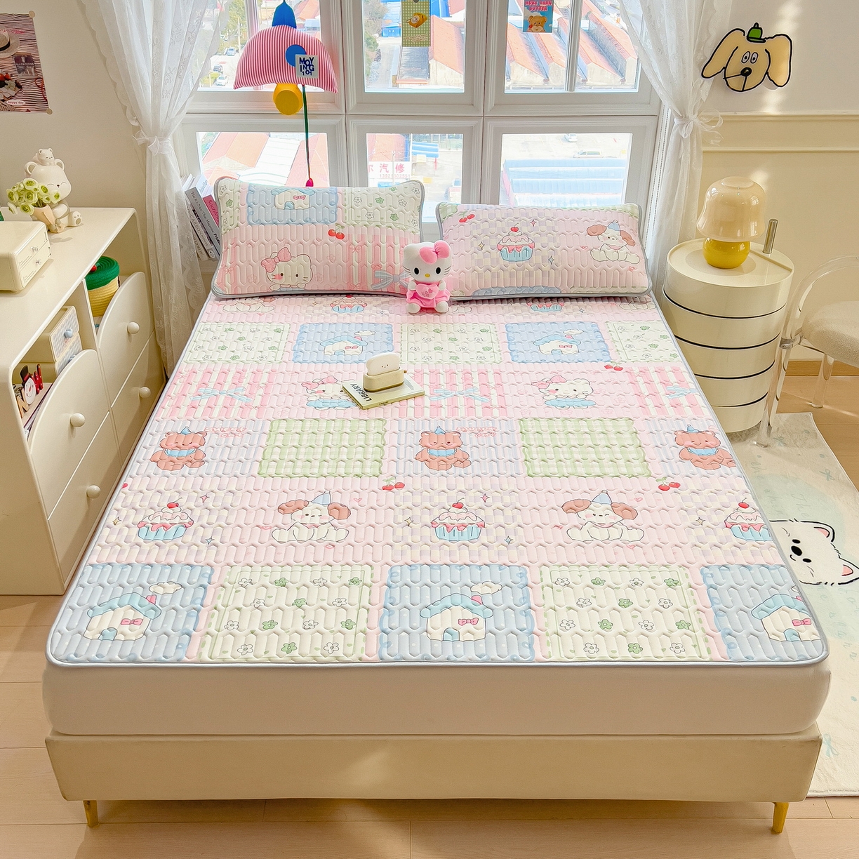 91家纺网 家纺一手货源 找家纺 （总）丝羽坊 2026新款高密凉感丝印花乳胶凉席-平铺款