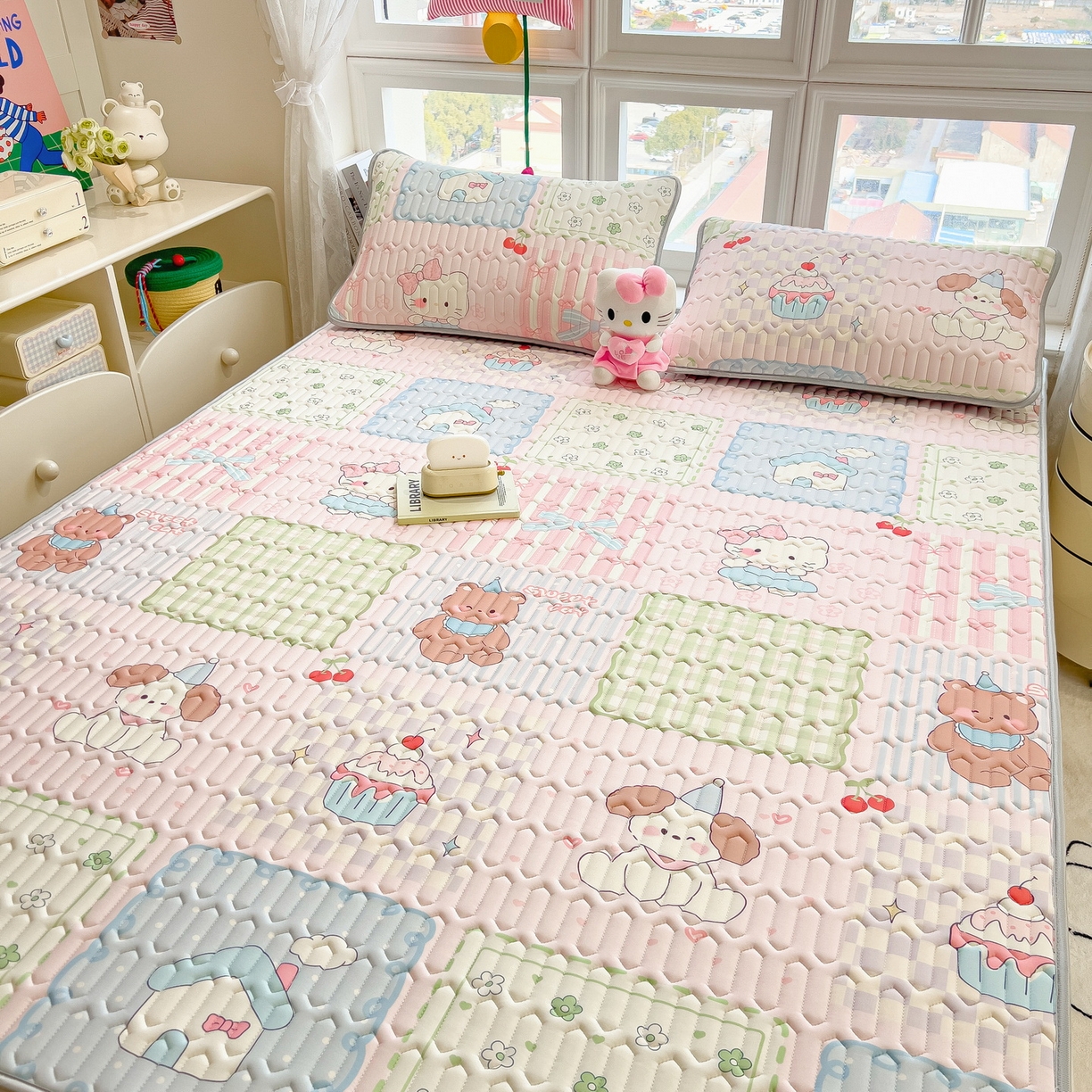 91家纺网 家纺一手货源 找家纺 （总）丝羽坊 2026新款高密凉感丝印花乳胶凉席-平铺款