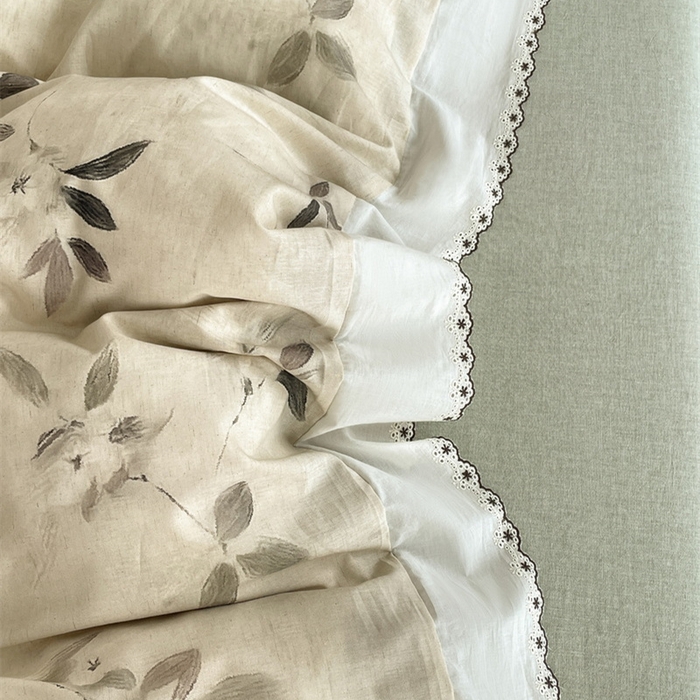 91家纺网 家纺一手货源 找家纺 慕晨 2026新款天丝莱赛尔棉麻数码印色织花边被套四件套高级田园美式直播热款 漫夏