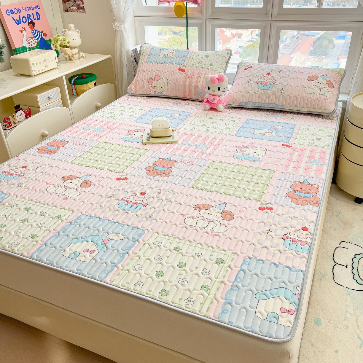 91家纺网 家纺一手货源 找家纺 （总）丝羽坊 2026新款高密凉感丝印花乳胶凉席-平铺款