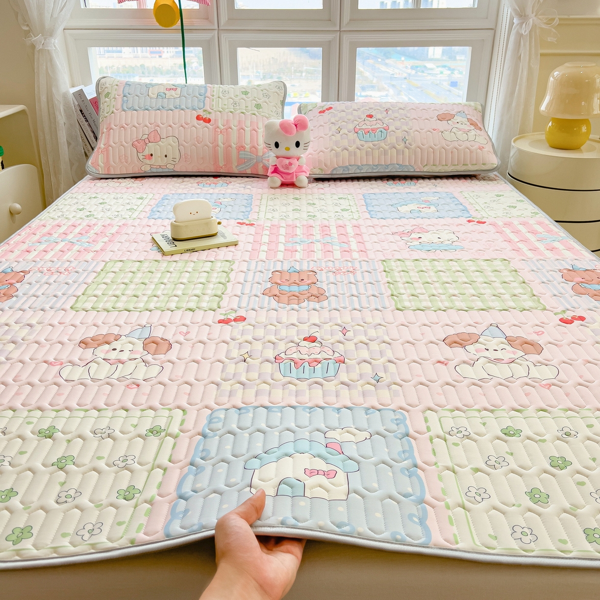 91家纺网 家纺一手货源 找家纺 （总）丝羽坊 2026新款高密凉感丝印花乳胶凉席-平铺款