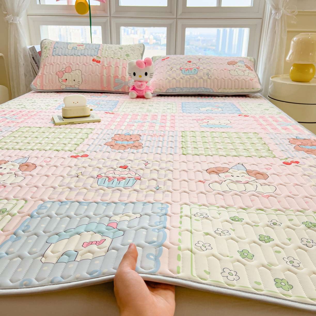 91家纺网 家纺一手货源 找家纺 （总）丝羽坊 2026新款高密凉感丝印花乳胶凉席-平铺款