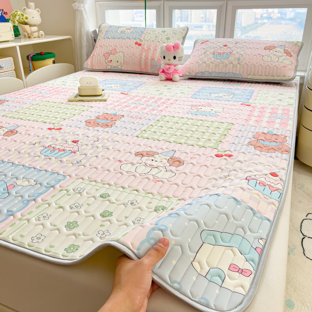 91家纺网 家纺一手货源 找家纺 （总）丝羽坊 2026新款高密凉感丝印花乳胶凉席-平铺款