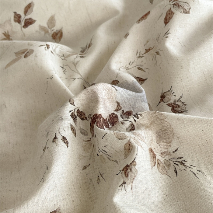 91家纺网 家纺一手货源 找家纺 慕晨 2026新款天丝莱赛尔棉麻数码印色织花边被套四件套高级田园美式直播热款 浅棠