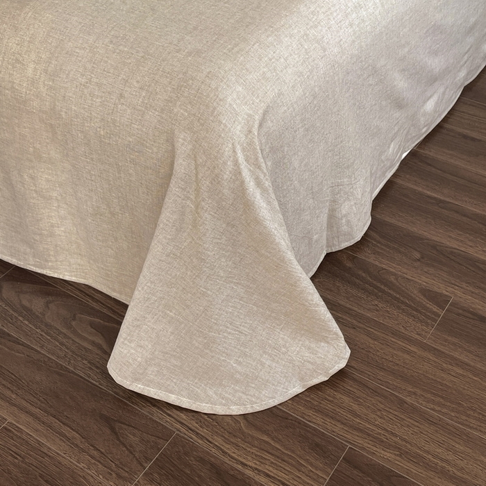 91家纺网 家纺一手货源 找家纺 慕晨 2026新款天丝莱赛尔棉麻数码印色织花边被套四件套高级田园美式直播热款 浅棠