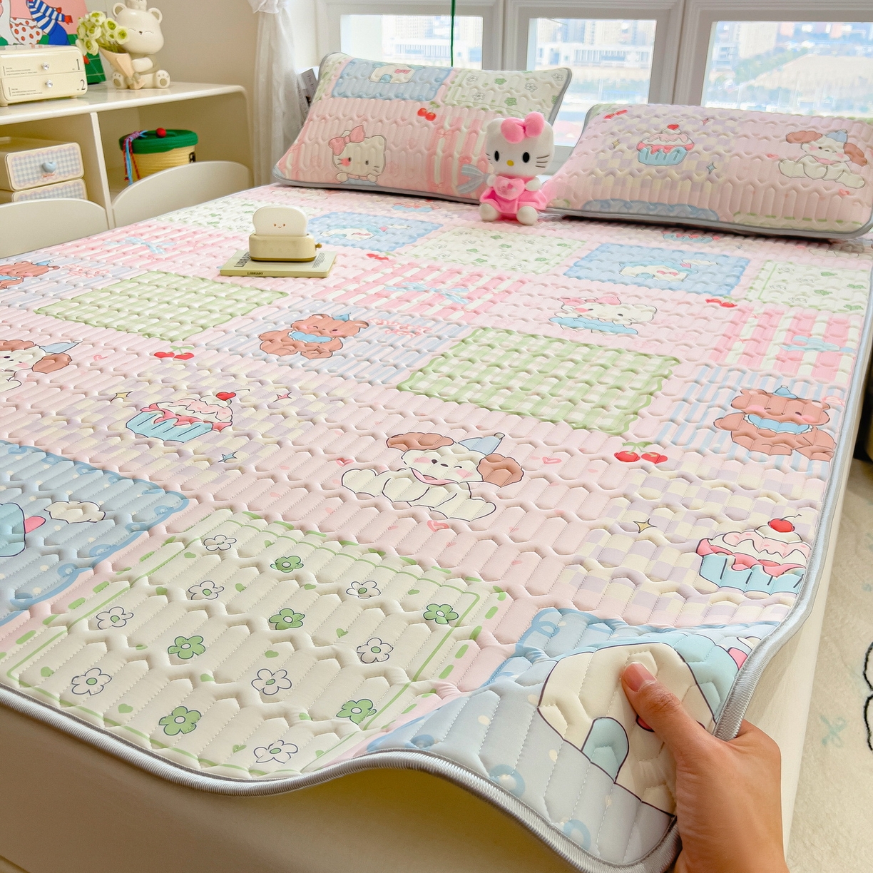 91家纺网 家纺一手货源 找家纺 （总）丝羽坊 2026新款高密凉感丝印花乳胶凉席-平铺款